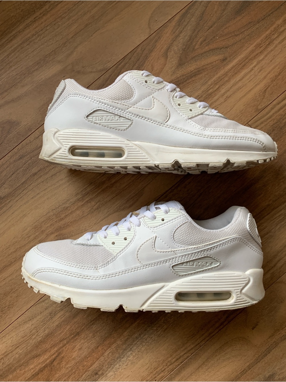 Nike Air Max 90 Triple White Leather Sneakers CN8490-100 Men Size 10.5 - Picture 4 of 5